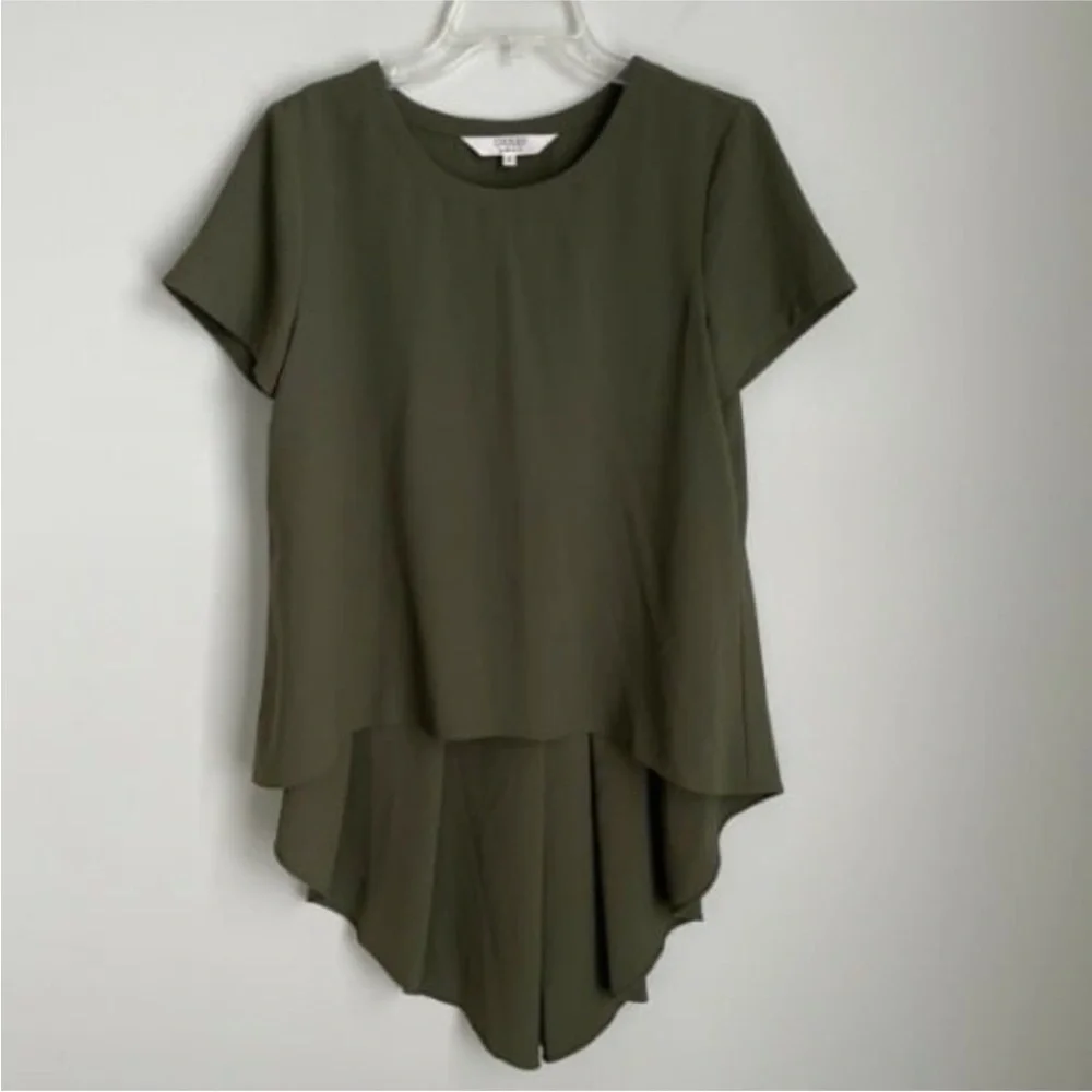 Crosby by Mollie Burch Green High Low Hem Blouse Pleated Back Sz S - Picture 3 of 8